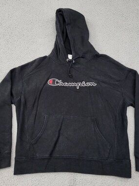 Champion Black Reverse Weave Pullover Hoodie Size L